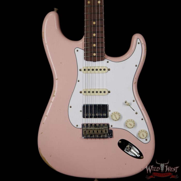 2018 Fender Custom Shop 1962 Stratocaster HSS EVH Pickup Relic Rosewood Fingerboard Shell Pink - Image 3