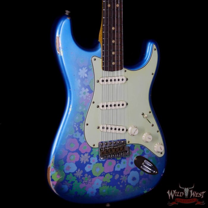 Fender Custom Shop 1963 Stratocaster Relic Rosewood Fingerboard Blue Flower - Image 4
