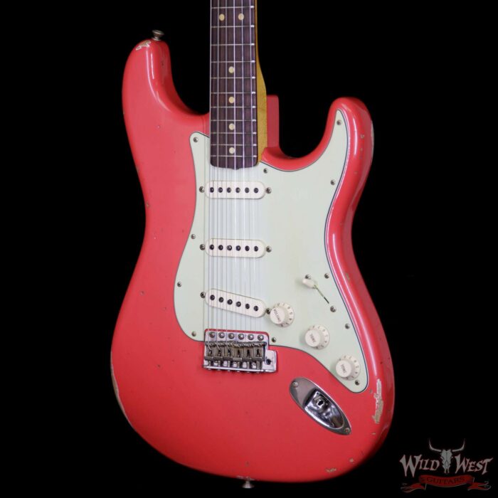 2018 Fender Custom Shop 1963 Stratocaster Relic Rosewood Fingerboard Fiesta Red - Image 3