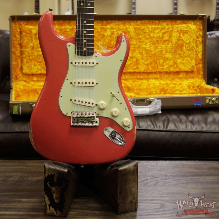 2018 Fender Custom Shop 1963 Stratocaster Relic Rosewood Fingerboard Fiesta Red - Image 6