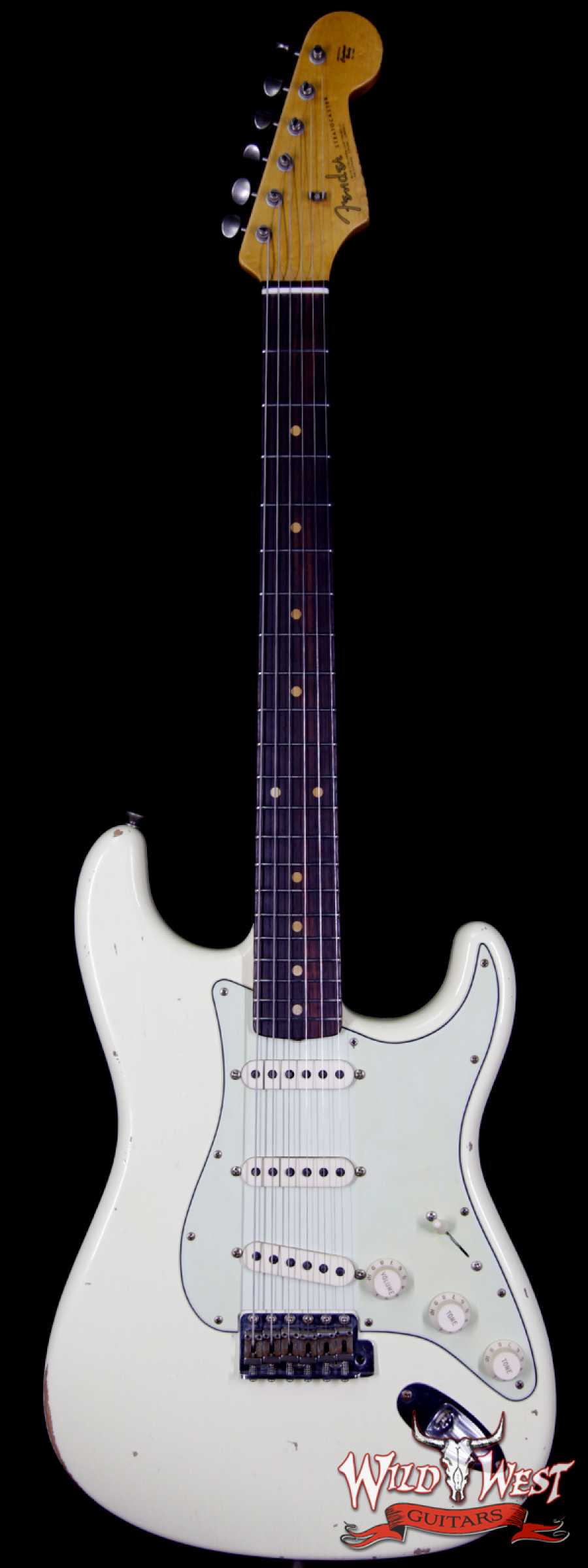 fender-1963strat-relic-vwt-r92041-main__wwg_large.jpg Fender Custom Shop 1963 Stratocaster Relic Rosewood Fingerboard Vintage White - Image 1