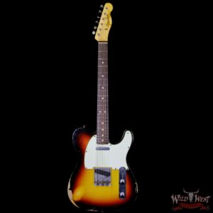 Fender Custom Shop 1963 Telecaster Heavy Relic Rosewood Fretboard 3 Tone Sunburst - Image 5