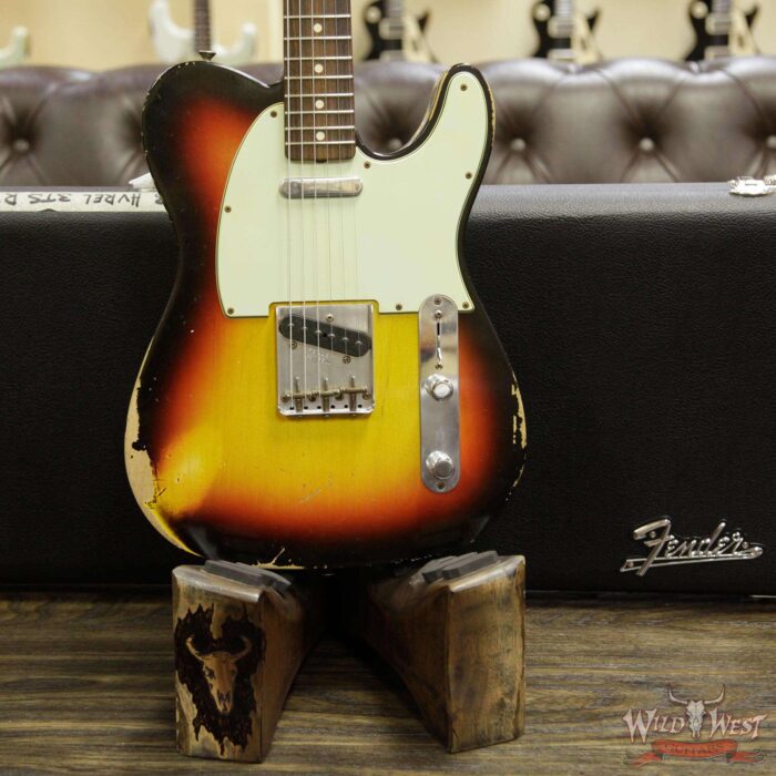 Fender Custom Shop 1963 Telecaster Heavy Relic Rosewood Fretboard 3 Tone Sunburst - Image 12