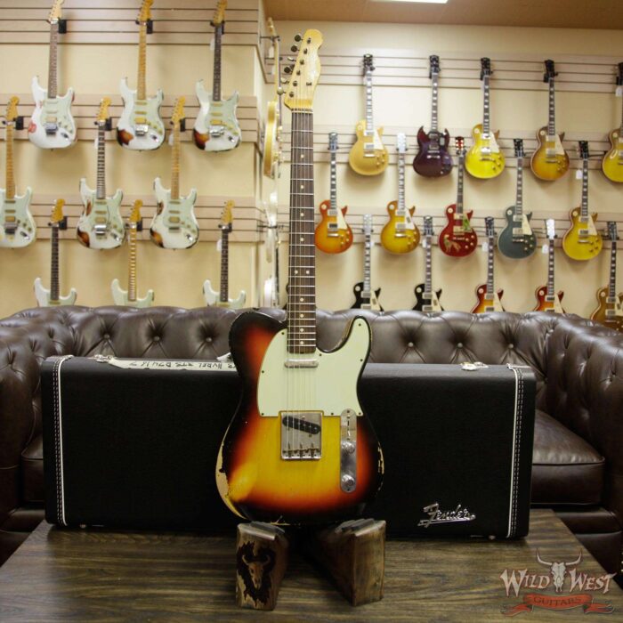 Fender Custom Shop 1963 Telecaster Heavy Relic Rosewood Fretboard 3 Tone Sunburst - Image 10