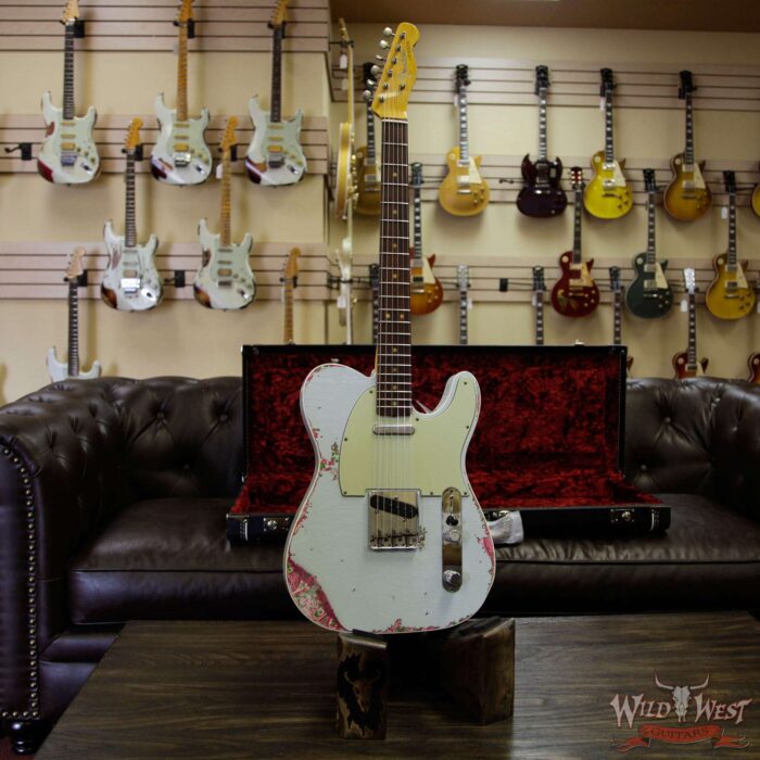 Fender Custom Shop 1963 Telecaster Heavy Relic Double Binding Rosewood Board Sonic Blue over Pink Paisley - Image 10
