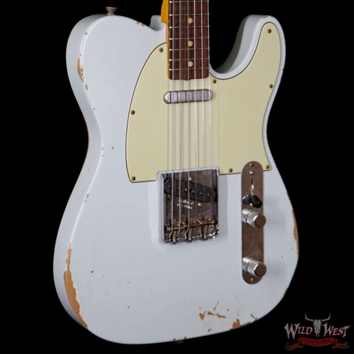 2018 Fender Custom Shop 1963 Telecaster Relic Rosewood Fingerboard Sonic Blue - Image 4