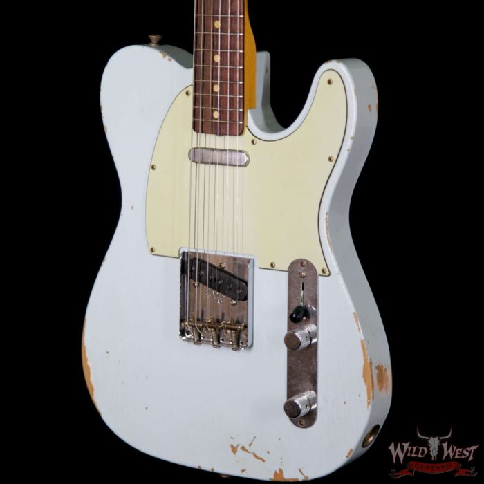 2018 Fender Custom Shop 1963 Telecaster Relic Rosewood Fingerboard Sonic Blue - Image 2