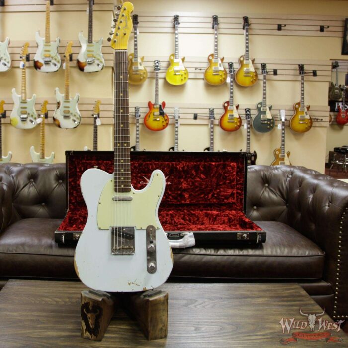 2018 Fender Custom Shop 1963 Telecaster Relic Rosewood Fingerboard Sonic Blue - Image 12