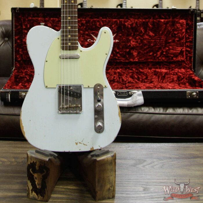 2018 Fender Custom Shop 1963 Telecaster Relic Rosewood Fingerboard Sonic Blue - Image 13