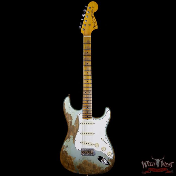 Fender Custom Shop Summer Event #37 Super Faded Aged 1968 Stratcaster HR Flame Neck Heavy Relic Lake Placid Blue - Image 5