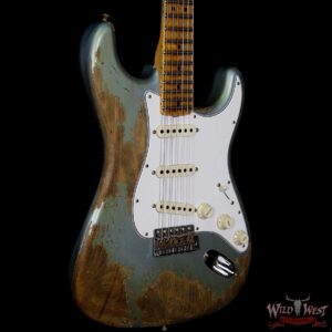 Fender Custom Shop Summer Event #37 Super Faded Aged 1968 Stratcaster HR Flame Neck Heavy Relic Lake Placid Blue - Image 4