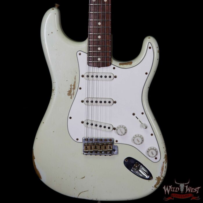 Fender Custom Shop 1960 Stratocaster Heavy Relic Rosewood Slab Board Olympic White - Image 3