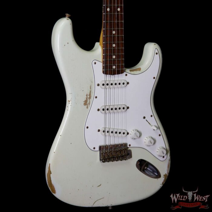 Fender Custom Shop 1960 Stratocaster Heavy Relic Rosewood Slab Board Olympic White - Image 4