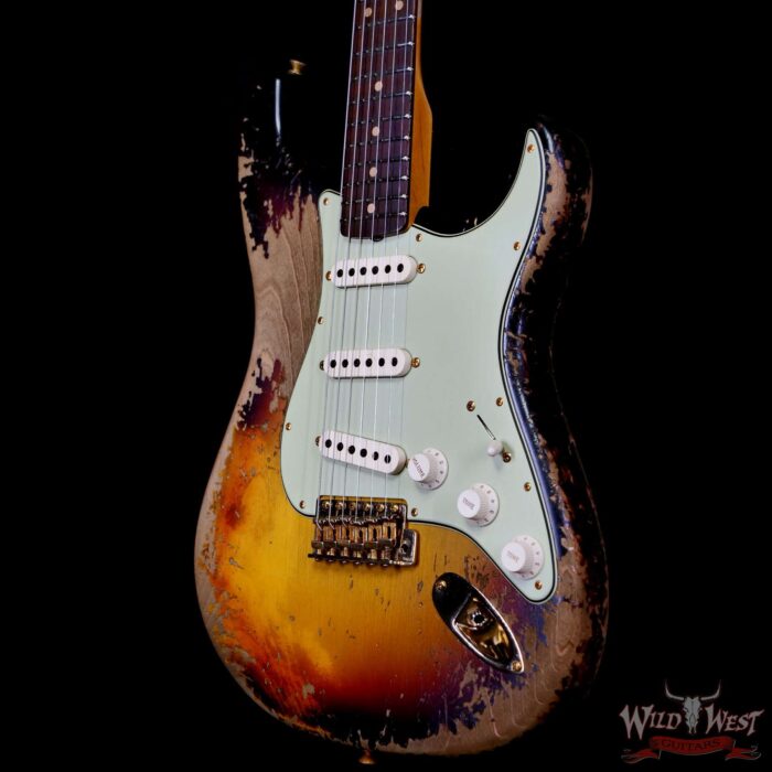 Fender Custom Shop Wild West Guitars 25th Anniversary 1960 Stratocaster Madagascar Rosewood Fretboard Heavy Relic 3 Tone Sunburst 7.45 LBS - Image 2