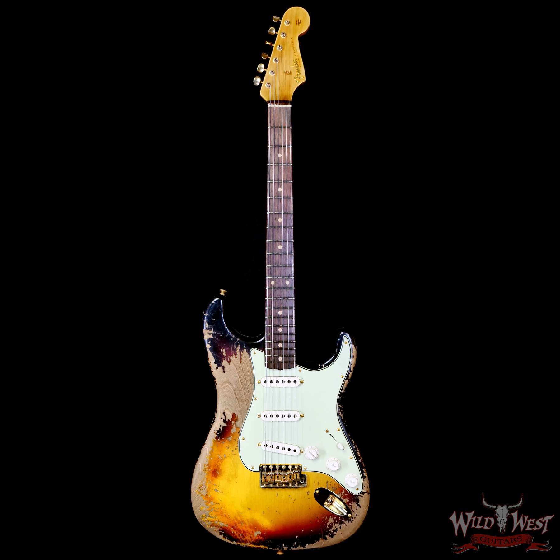 fender-25th-r130277-c1__wwg.jpg Fender Custom Shop Wild West Guitars 25th Anniversary 1960 Stratocaster Madagascar Rosewood Fretboard Heavy Relic 3 Tone Sunburst 7.45 LBS - Image 3