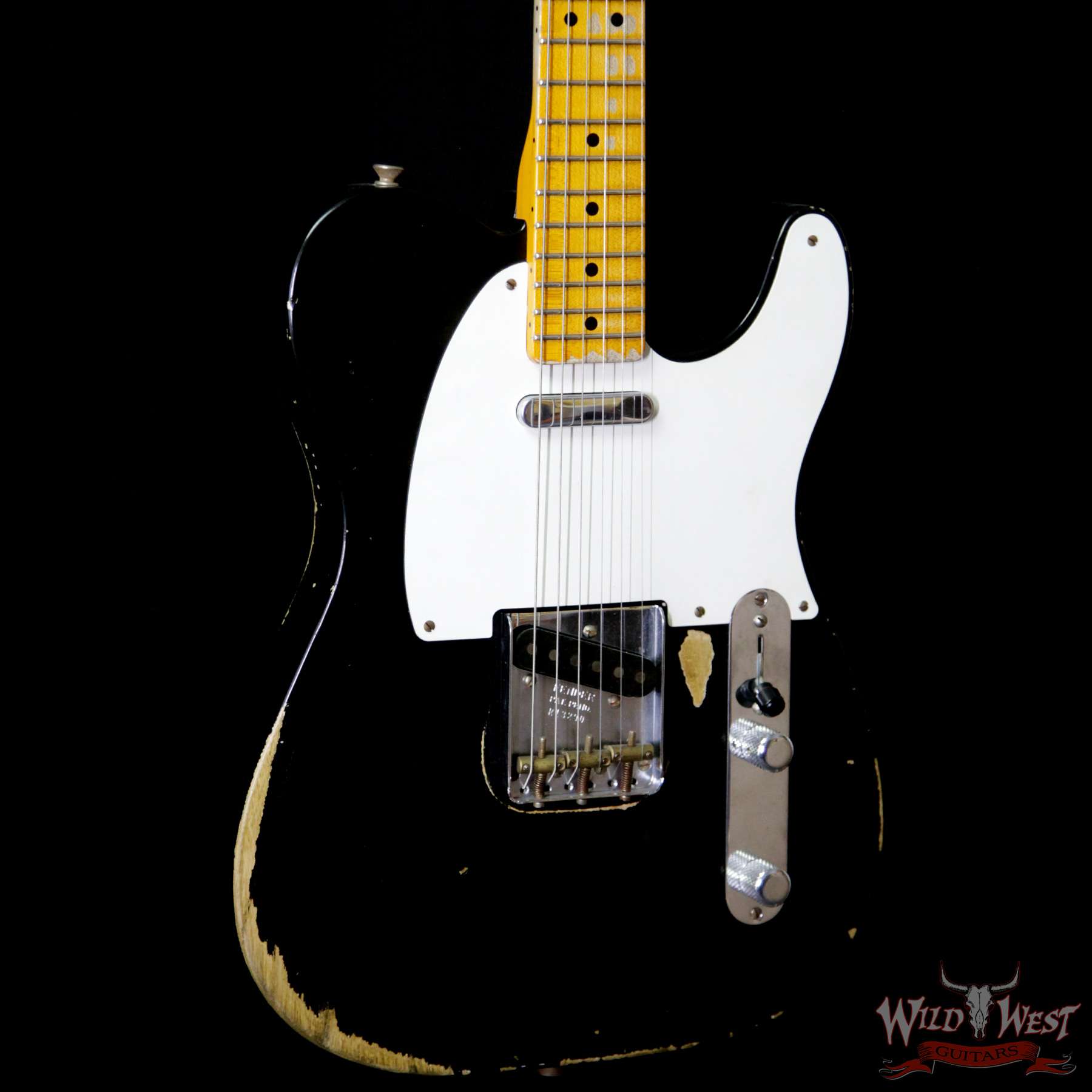 fender-51nocaster-blk-r13290-bl__wwg.jpg Fender Custom Shop 1951 Nocaster Telecaster Heavy Relic Maple Neck Faded Black - Image 4