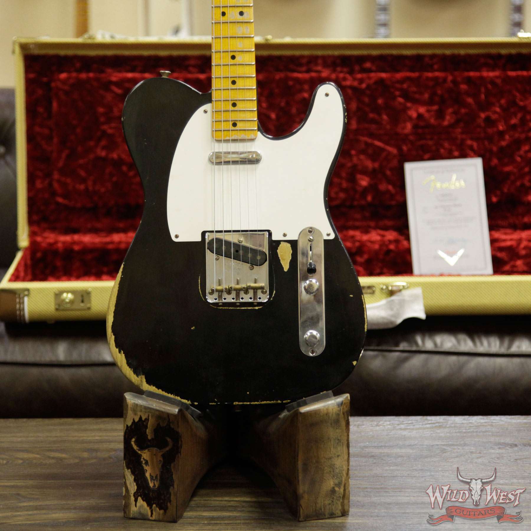 fender-51nocaster-blk-r13290-d1__wwg.jpg Fender Custom Shop 1951 Nocaster Telecaster Heavy Relic Maple Neck Faded Black - Image 12