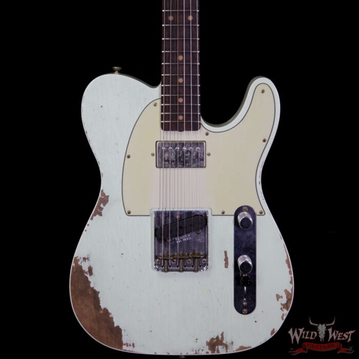 Fender Custom Shop Super Faded Aged 60s Telecaster Custom HS Flame Neck Heavy Relic Surf Green - Image 3