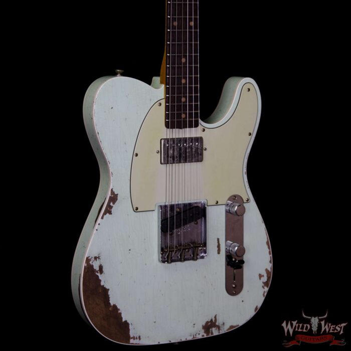 Fender Custom Shop Super Faded Aged 60s Telecaster Custom HS Flame Neck Heavy Relic Surf Green - Image 4