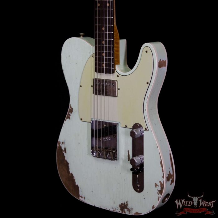 Fender Custom Shop Super Faded Aged 60s Telecaster Custom HS Flame Neck Heavy Relic Surf Green - Image 2