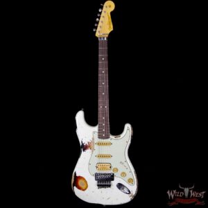 Fender Custom Shop White Lightning Stratocaster Heavy Relic Floyd Rose HSS 21 Rosewood Board 3 Tone Sunburst - Image 5