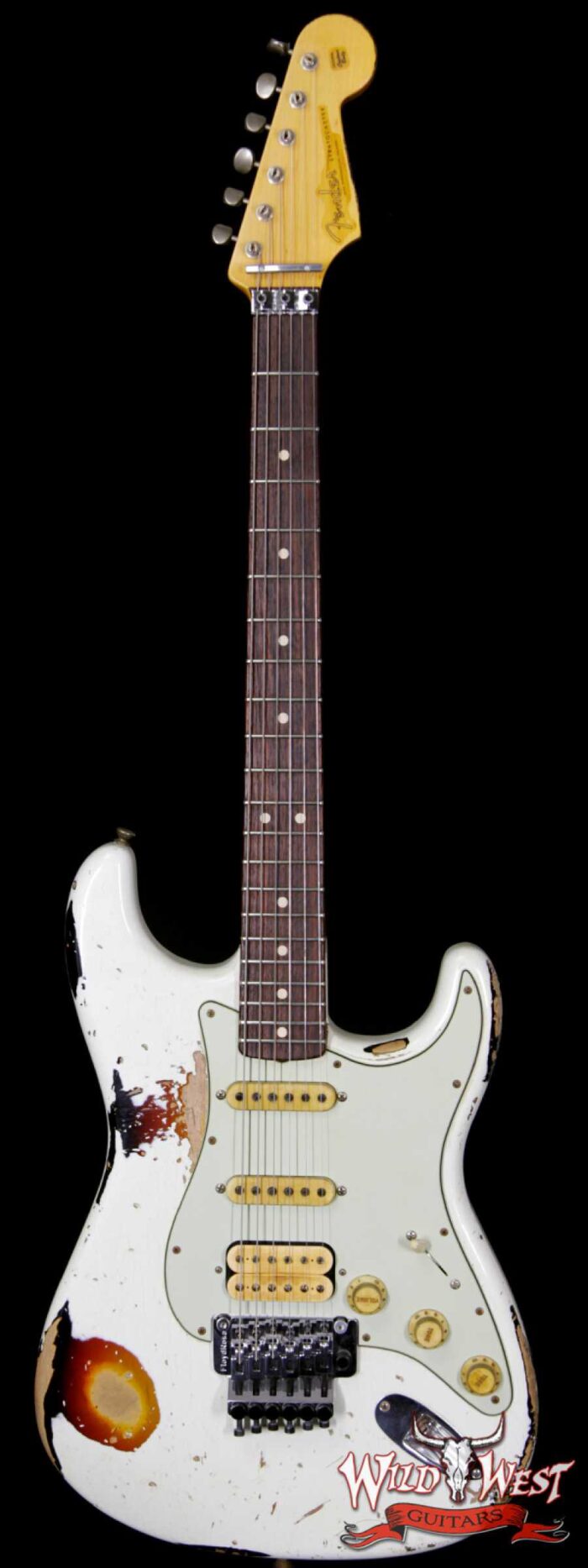Fender Custom Shop White Lightning Stratocaster Heavy Relic Floyd Rose HSS 21 Rosewood Board 3 Tone Sunburst - Image 1