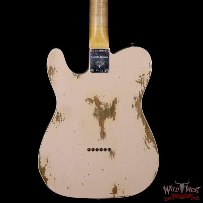 Fender Custom Shop Super Faded Aged 60s Telecaster Custom HS Flame Neck Heavy Relic Shell Pink - Image 7