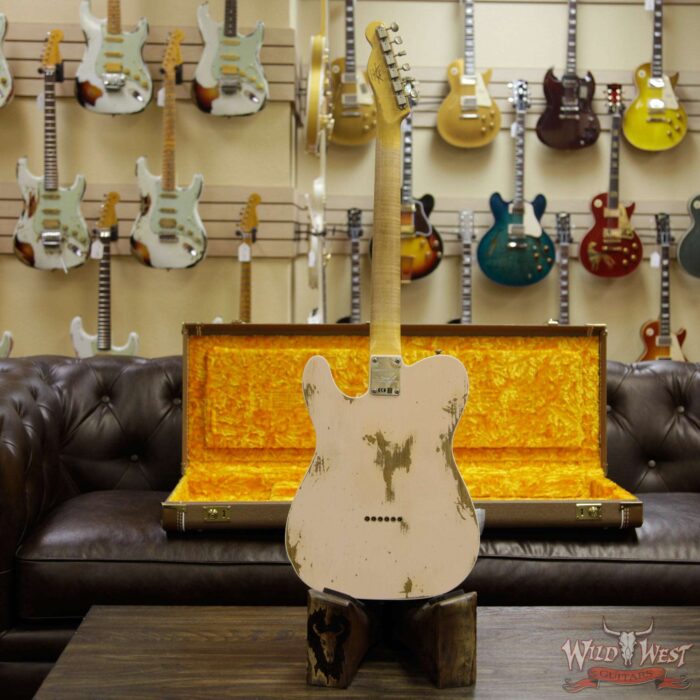 Fender Custom Shop Super Faded Aged 60s Telecaster Custom HS Flame Neck Heavy Relic Shell Pink - Image 14