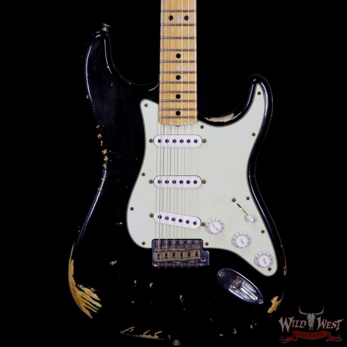 Fender Custom Shop 1969 Stratocaster Heavy Relic Maple Neck Fat Head Black - Image 3