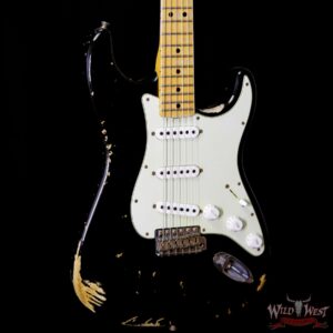 Fender Custom Shop 1969 Stratocaster Heavy Relic Maple Neck Fat Head Black - Image 4