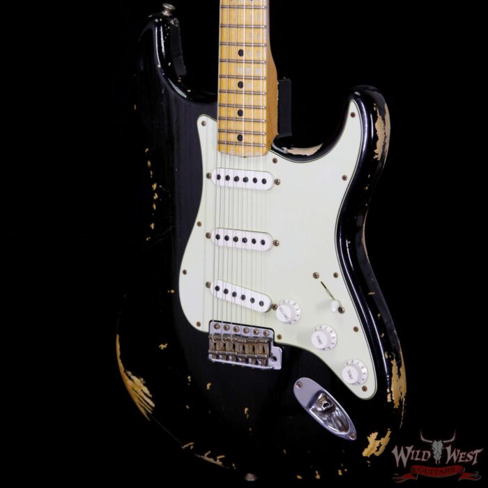 Fender Custom Shop 1969 Stratocaster Heavy Relic Maple Neck Fat Head Black - Image 2