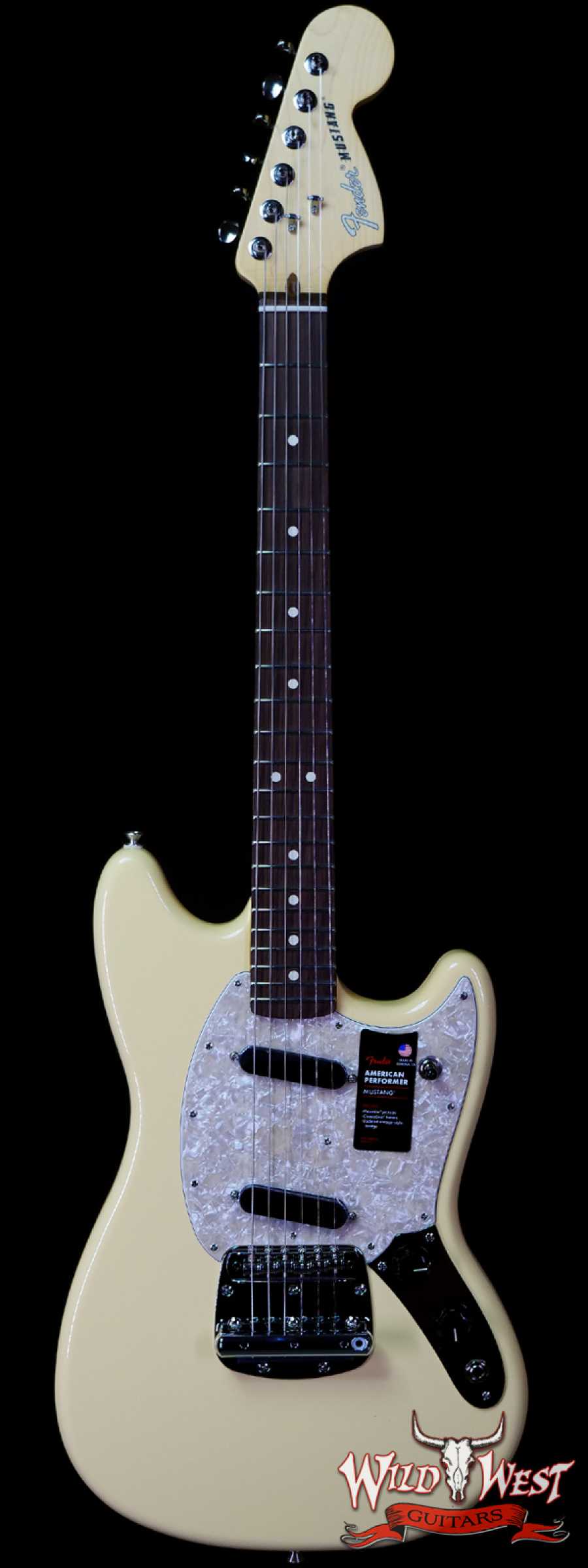 fender-amperf-mustang-us210086806-main__wwg_large.jpg Fender American Performer Mustang Rosewood Fingerboard Vintage White - Image 1