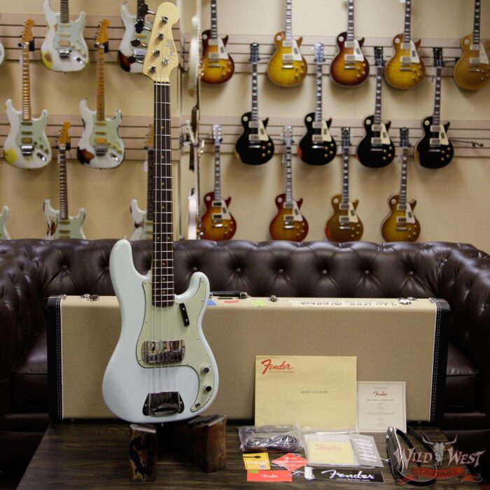 Fender USA American Vintage `63 Precision Bass P Bass Rosewood Fretboard Sonic Blue - Image 9