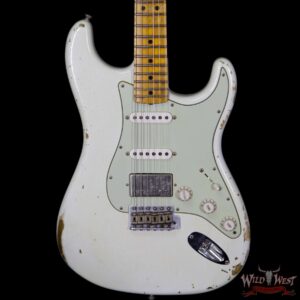 Fender Custom Shop 1969 Stratocaster HSS Heavy Relic Flame Maple Neck Fat Head Olympic White - Image 3