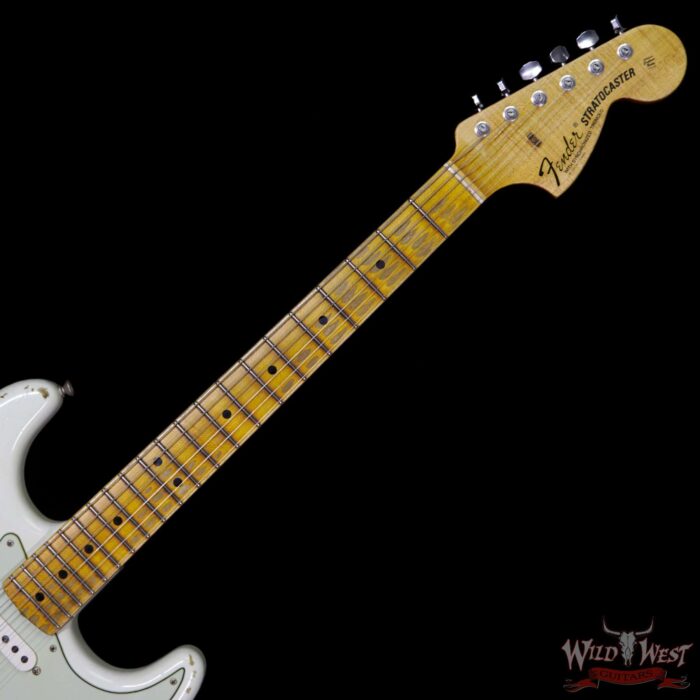 Fender Custom Shop 1969 Stratocaster HSS Heavy Relic Flame Maple Neck Fat Head Olympic White - Image 9