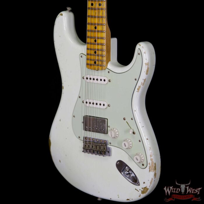 Fender Custom Shop 1969 Stratocaster HSS Heavy Relic Flame Maple Neck Fat Head Olympic White - Image 2