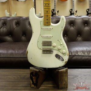 Fender Custom Shop 1969 Stratocaster HSS Heavy Relic Flame Maple Neck Fat Head Olympic White - Image 13