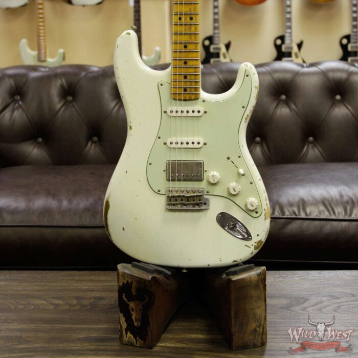 Fender Custom Shop 1969 Stratocaster HSS Heavy Relic Flame Maple Neck Fat Head Olympic White - Image 13