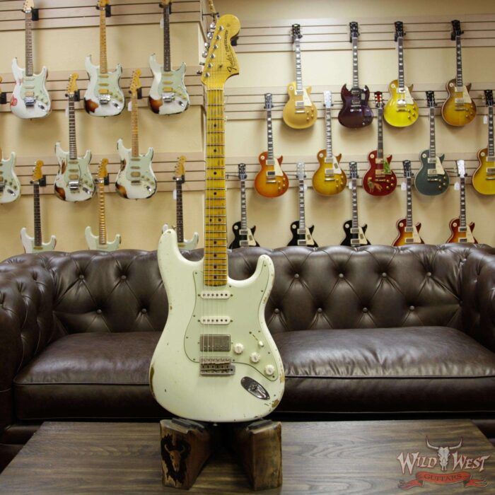 Fender Custom Shop 1969 Stratocaster HSS Heavy Relic Flame Maple Neck Fat Head Olympic White - Image 12