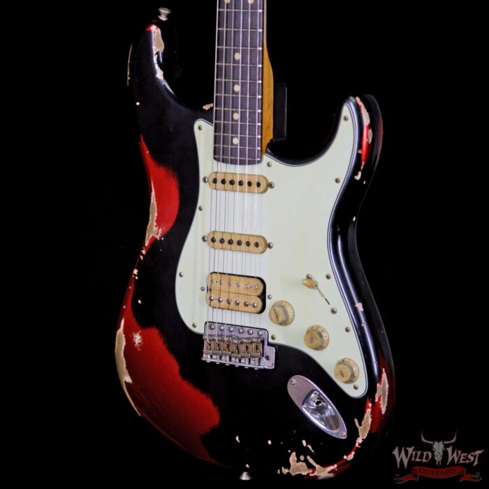 Fender Custom Shop Black Lightning 2.0 Stratocaster Heavy Relic HSS 22 Frets Rosewood Board Candy Apple Red - Image 2