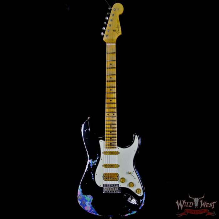 Fender Custom Shop Black Lightning 2.0 Stratocaster Heavy Relic HSS Maple Neck 22 Frets Blue Flower - Image 3