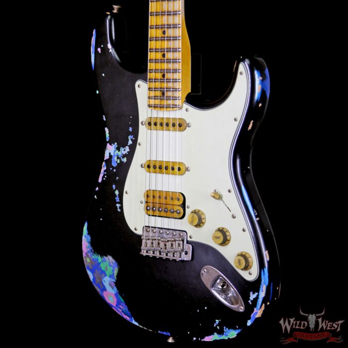 Fender Custom Shop Black Lightning 2.0 Stratocaster Heavy Relic HSS Maple Neck 22 Frets Blue Flower - Image 2
