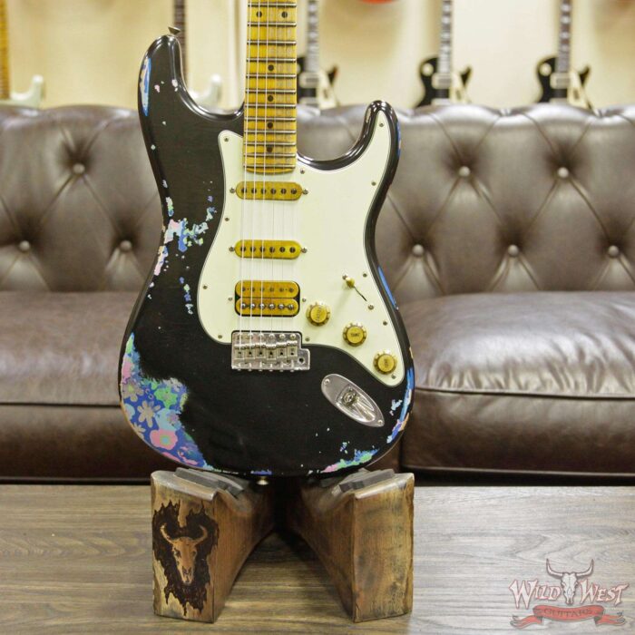 Fender Custom Shop Black Lightning 2.0 Stratocaster Heavy Relic HSS Maple Neck 22 Frets Blue Flower - Image 9