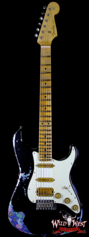Fender Custom Shop Black Lightning 2.0 Stratocaster Heavy Relic HSS Maple Neck 22 Frets Blue Flower