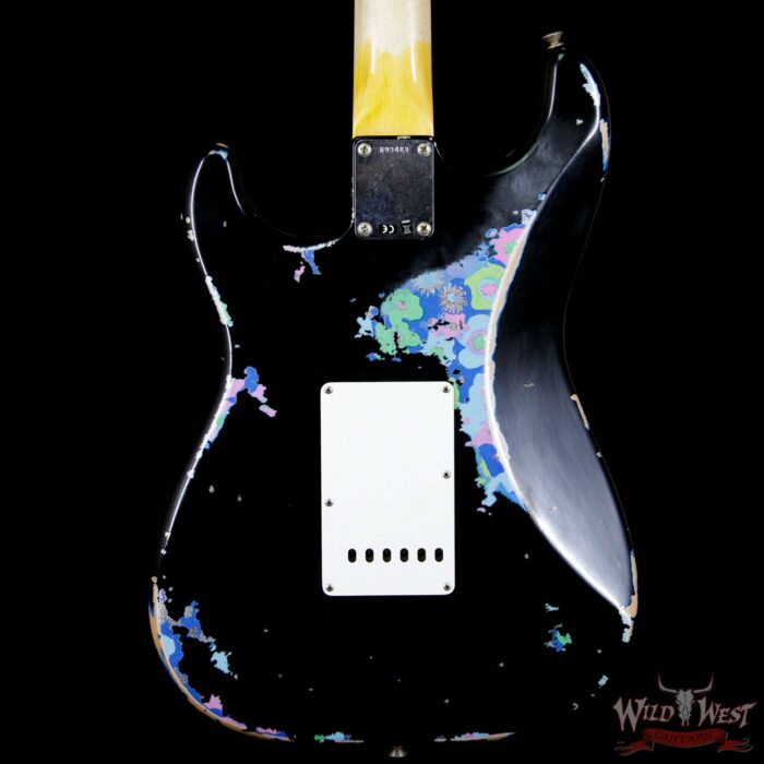 Fender Custom Shop Black Lightning 2.0 Stratocaster Heavy Relic HSS Maple Neck 22 Frets Blue Flower - Image 4