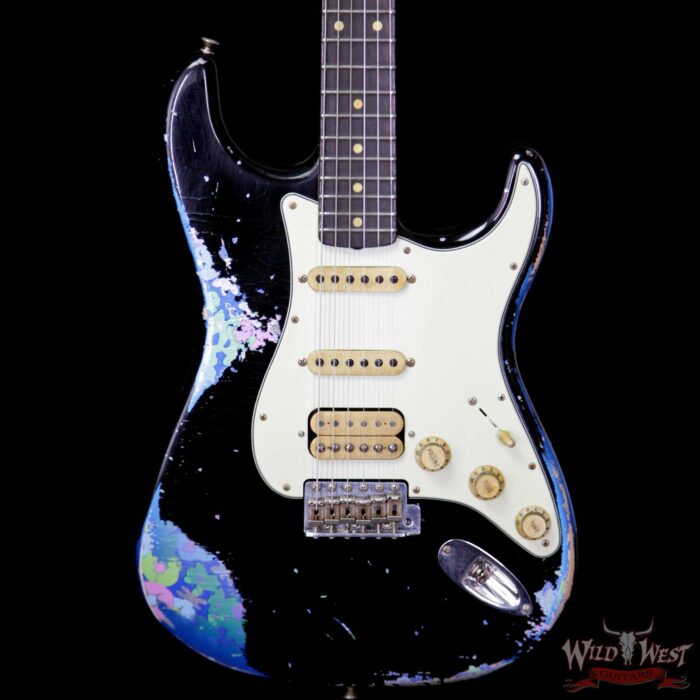 Fender Custom Shop Black Lightning 2.0 Stratocaster Heavy Relic HSS 21 Frets Rosewood Board Blue Flower - Image 3