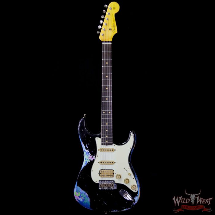 Fender Custom Shop Black Lightning 2.0 Stratocaster Heavy Relic HSS 21 Frets Rosewood Board Blue Flower - Image 5