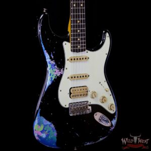 Fender Custom Shop Black Lightning 2.0 Stratocaster Heavy Relic HSS 21 Frets Rosewood Board Blue Flower - Image 4