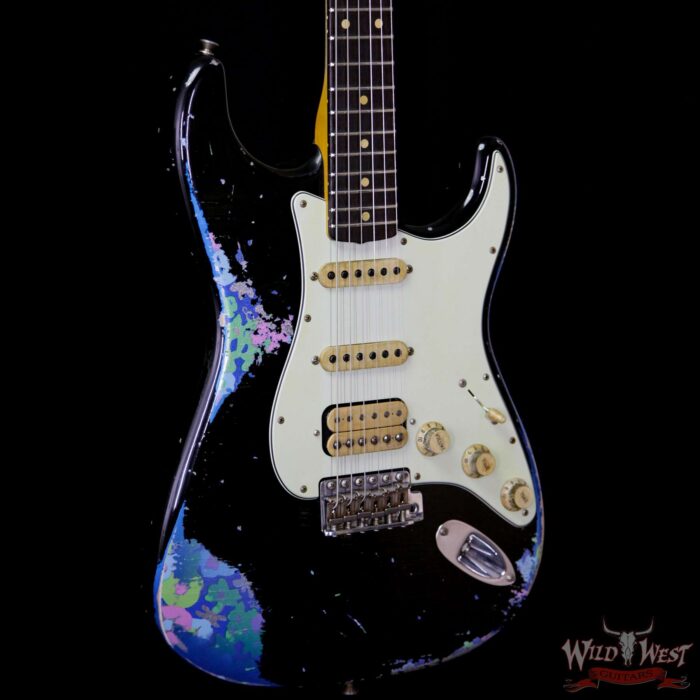 Fender Custom Shop Black Lightning 2.0 Stratocaster Heavy Relic HSS 21 Frets Rosewood Board Blue Flower - Image 4