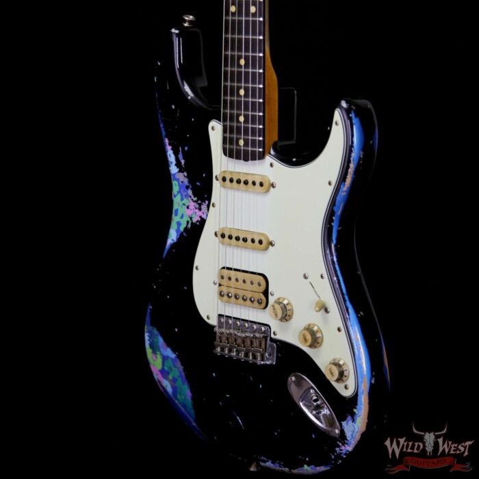 Fender Custom Shop Black Lightning 2.0 Stratocaster Heavy Relic HSS 21 Frets Rosewood Board Blue Flower - Image 2